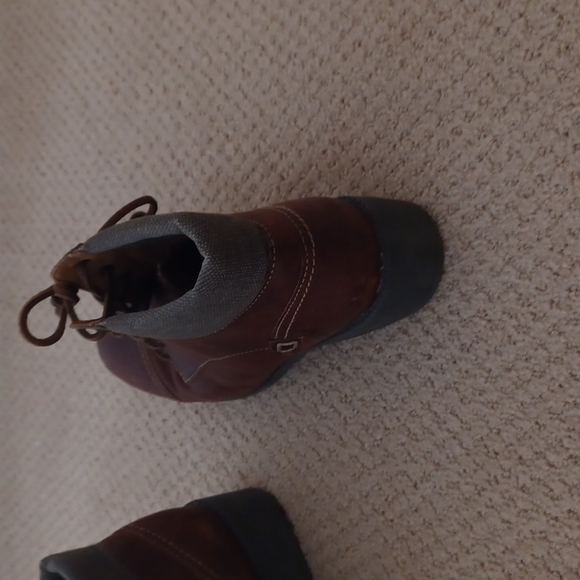 Sperry women Leather Laceup Ankle Boot collar gas padded canvas material 10M - Picture 6 of 11